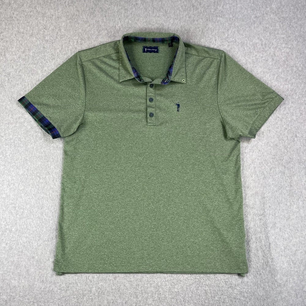 William Murray Polo Shirt Mens Large Green Short Sleeve Golf Active Stretch